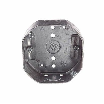 Steel City 54151-N Drawn Style Ceiling Box, Steel, 15.8 cu-in Capacity, 1 Outlets, 2 Knockouts, 1-1/2 in D